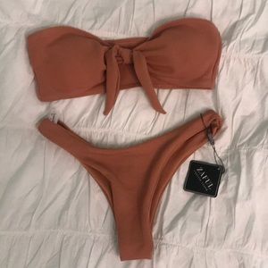 BLUSH TAN tie front bikini